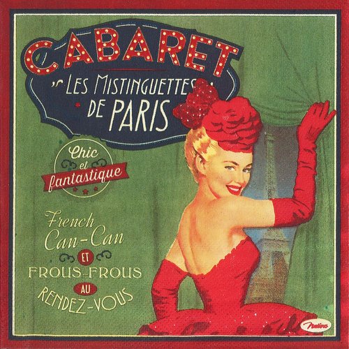 Serviette papier cabaret les mistinguettes de paris french can-can