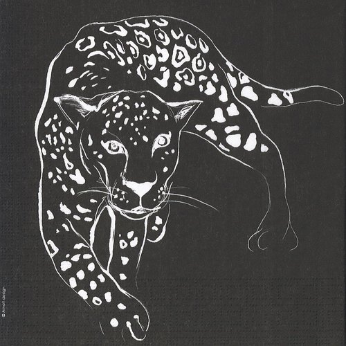 Serviette papier léopard à la chasse fond noir