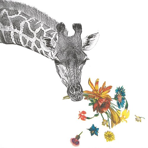 Serviette papier la girafe au bouquet de fleurs