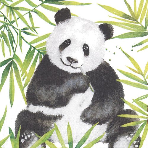 Serviette papier petit panda dans les bambous