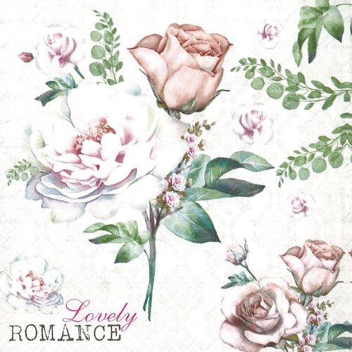 Serviette papier bouquet de rose lovely romance 