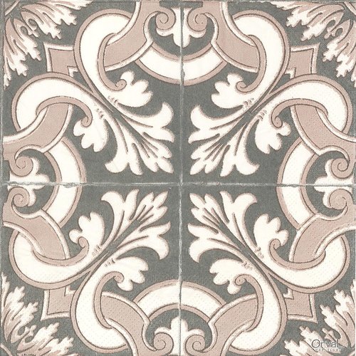 Serviette papier style carreau ciment beige esprit baroque