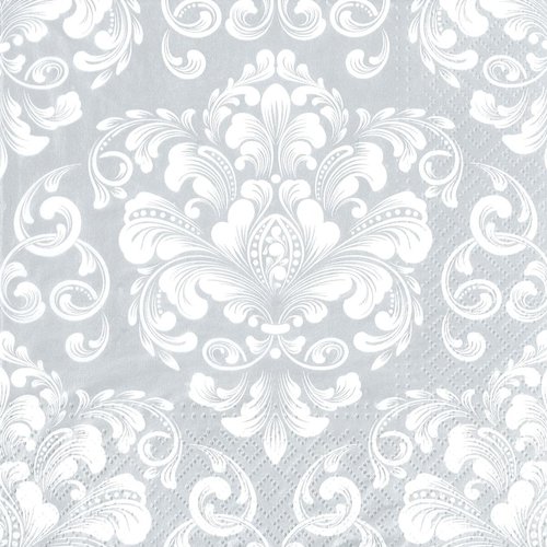 Serviette papier grande fleur blanche royal rétro fond gris
