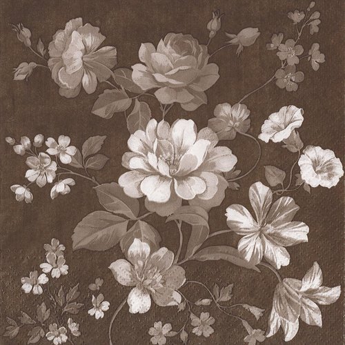 Serviette papier bouquet de fleurs rétro vintage