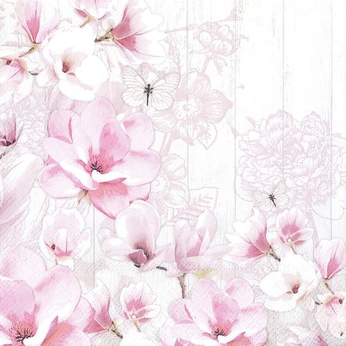 Serviette papier jardin de magnolia petit papillon