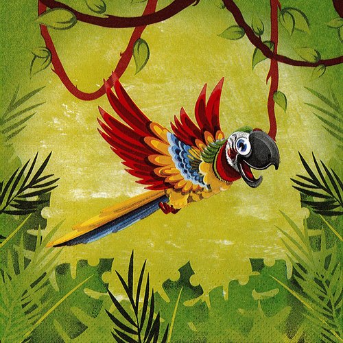 Serviette papier oiseau perroquet dans la jungle