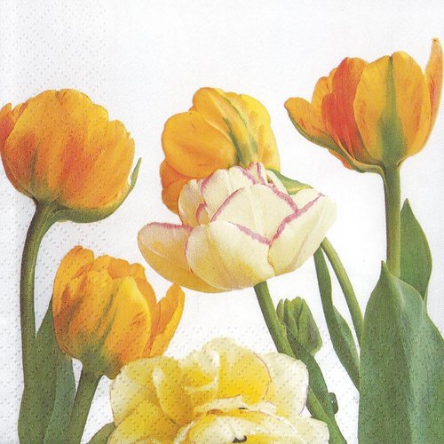 Serviette papier tulipe printanière orange