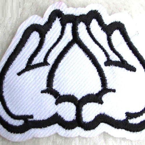 Applique tissu thermocollant : main 65*45mm