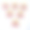 Lot 6 boutons acryliques : paire lunette rose/vert 16*14mm