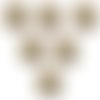 Lot 6 boutons bois : rond motif vichy marron/blanc 15mm (13)