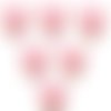 Lot 6 appliques tissu : coeur motif fleur rose clair 35*30mm