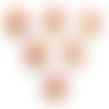 Lot 6 boutons bois : rond motif cercles 15mm (03)