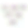 Lot 6 appliques tissus :  coeur mauve/blanc/vert 27*14mm