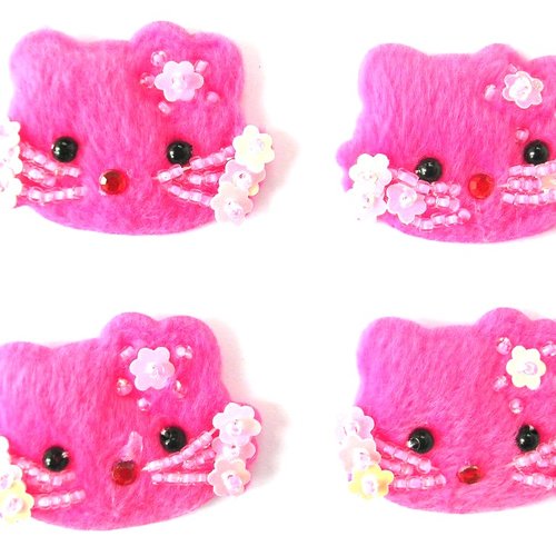 Lot 4 appliques : tete chat polaire 4*3cm