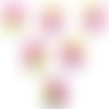 Lot 6 boutons bois : rond motif fantaisie 18mm (07)