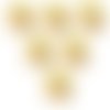 Lot 6 boutons bois : rond motif fantaisie 15mm (12)