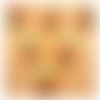 Lot 6 boutons bois : rond thème fruit motif abricot 15mm