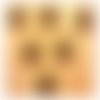 Lot 6 boutons bois : rond thème fruit motif prune 15mm