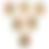 Lot 6 boutons bois : rond motif fleur 25mm (04)