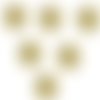 Lot 6 boutons bois : rond motif fleur 25mm (01)