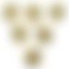 Lot 6 boutons bois : rond motif papillon 15mm (01)