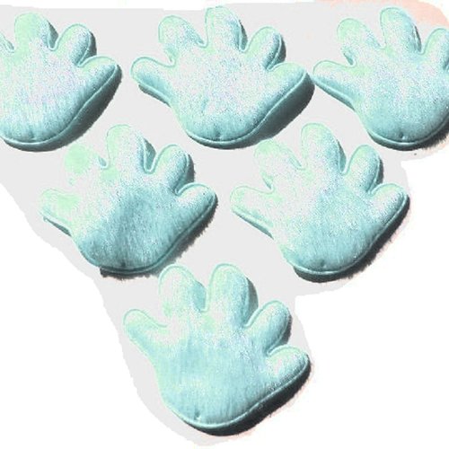 Lot 6 appliques tissus polaires  : main bleu 5*4cm