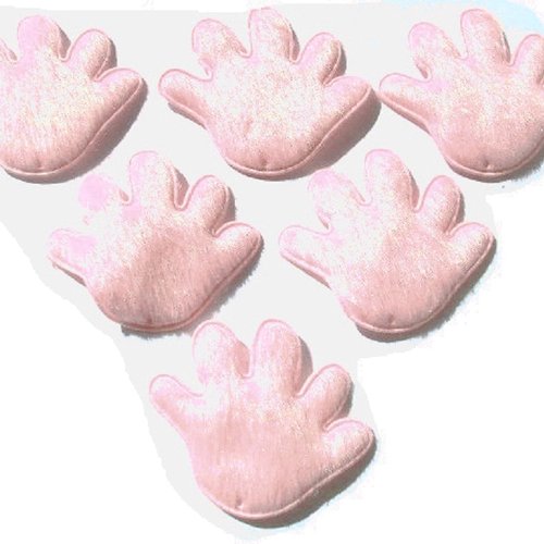 Lot 6 appliques tissus polaires  : main rose 5*4cm