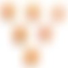 Lot 6 boutons bois : rond motif fleur 15mm (10)
