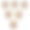 Lot 6 boutons bois : rond motif fantaisie 15mm (11)