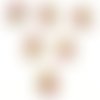 Lot 6 boutons bois : fleur motif fleur 17mm (05)