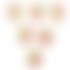 Lot 6 boutons bois : etoile motif fleur 17mm (04)