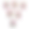 Lot 6 boutons bois : etoile motif fleur 17mm (08)