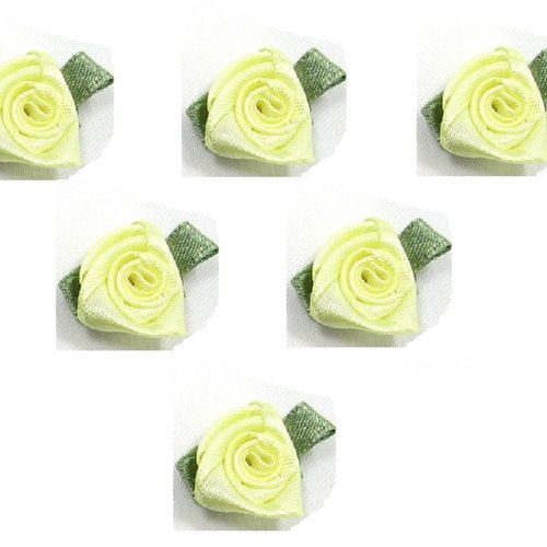 Lot  6 appliques tissus  : rose jaune pale 20mm
