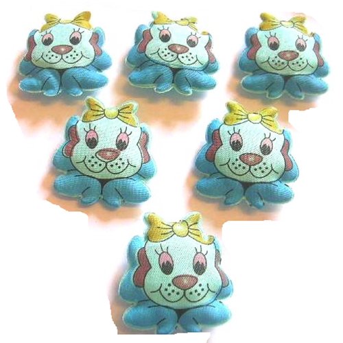 Lot 6 appliques tissus : chien bleu 4*3cm