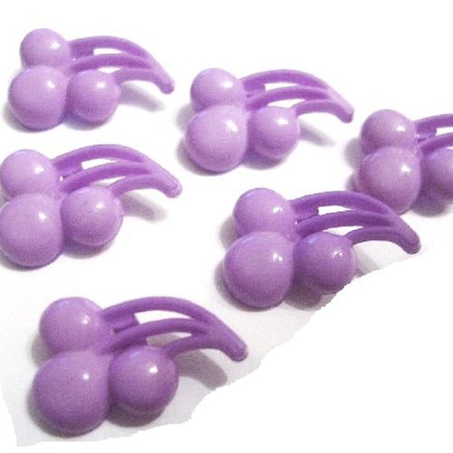Lot 6 boutons acryliques : cerise mauve  17*11mm