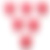 Lot 6 boutons acryliques : coeur rouge 14*14mm (01)
