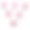 Lot 6 boutons acryliques : helicoptère rose/blanc 18*12mm