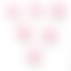Lot 6 boutons acryliques : champignon rose/blanc 18*17mm