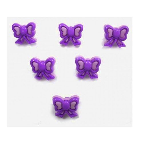 Lot 6 boutons acryliques : noeud papillon mauve 2 tons 13*11mm