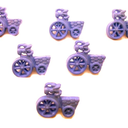 Lot 6 boutons acryliques : velo mauve 16*14mm