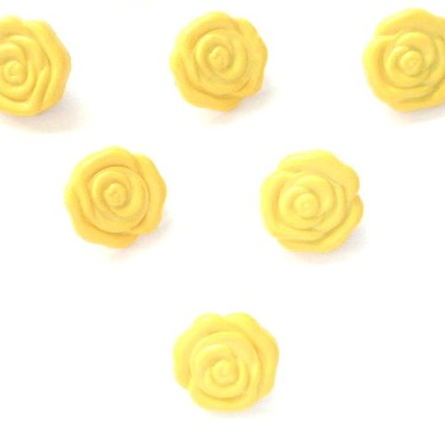 Lot 6 boutons acryliques : rose jaune 16mm