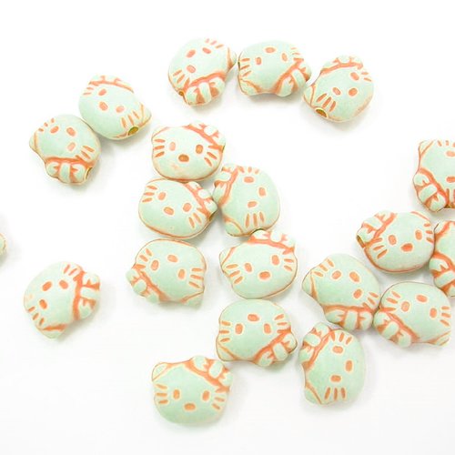 Perles acryliques : 20 chat orange 10*8mm
