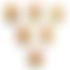 Lot 6 boutons bois : rond motif cercles 15mm (02)