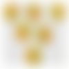 Lot 6 boutons bois : rond motif cercles 15mm (01)