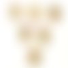 Lot 6 boutons bois : fleur motif fleur 17mm (04)