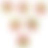 Lot 6 boutons bois : fleur motif fleur 17mm (09)