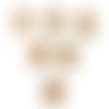 Lot 6 boutons bois : fleur motif fleur 17mm (08)