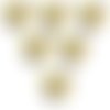 Lot 6 boutons bois : coeur motif fleur 17mm (09)
