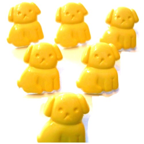 Lot 6 boutons acryliques : chien assis jaune 18*15mm