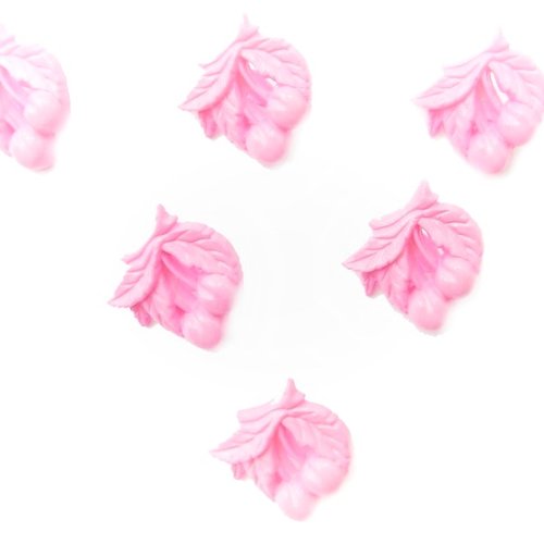 Lot 6 boutons acryliques : cerise rose 16*14mm